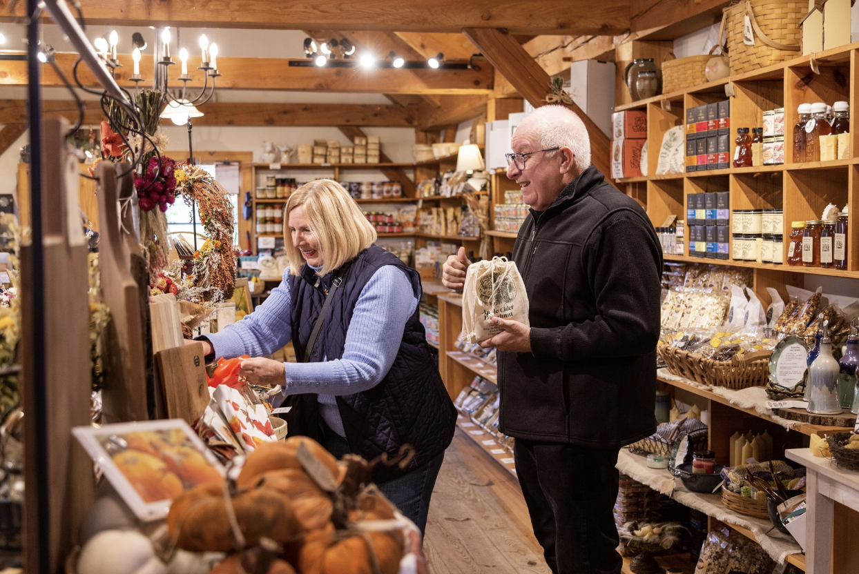 Shoppers browsing the Tait Farm Foods Harvest Shop